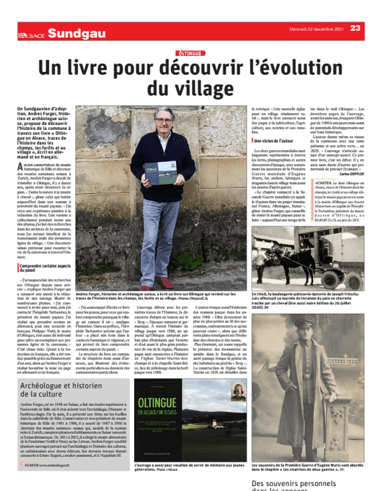 Andres Furger: Oltingue en Alsace, traces de l’histoire dans les champs, les forêts et au village