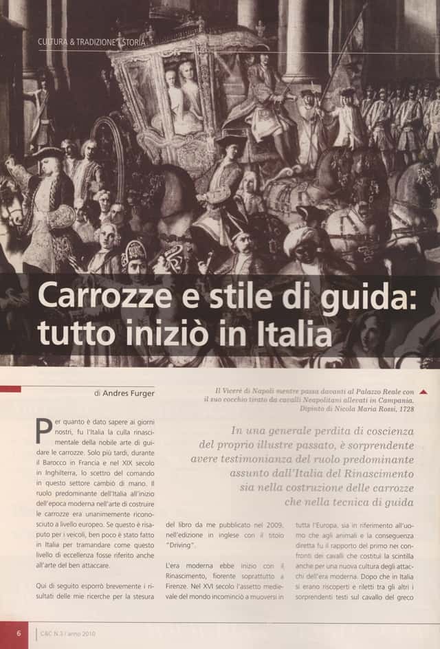 Andres Furger copertina - Carrozze e stile di guida: tutto inizio in Italia