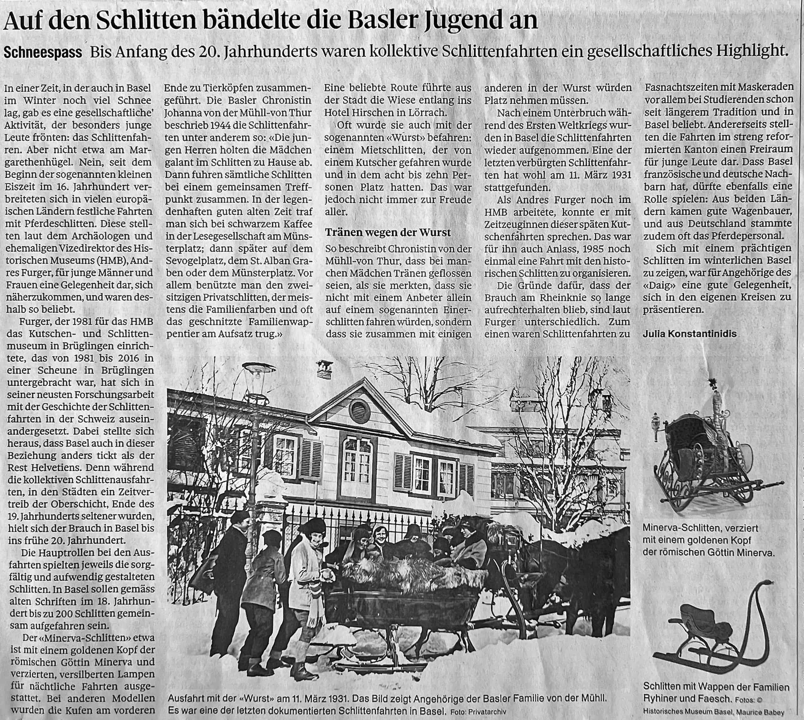 20240108 Basler Zeitung Auf den Schlitten